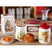 Set 2 borcane Craciun ceramica multicolora Ø 10 cm x 17 H