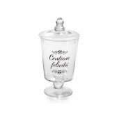 Borcan depozitare sticla transparenta neagra Ø 13 cm x 24,5 H