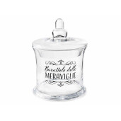 Borcan depozitare sticla transparenta neagra Ø 14 cm x 19 H