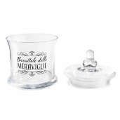 Borcan depozitare sticla transparenta neagra Ø 14 cm x 19 H