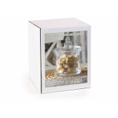 Borcan depozitare sticla transparenta neagra Ø 14 cm x 19 H