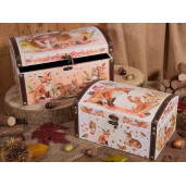Set 2 cufere depozitare lemn, Caprioara si Veverite 28x20,5x15,5 H, 23 x 16,5 x 12,5 H