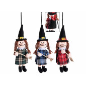 Set 3 figurine Halloween Vrajitoare Befana cu saculet textil multicolor 10x7x31H