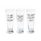 Set 3 pahare bere sticla transparenta neagra Ø 7 cm x 19 H, 430 ml