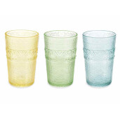 Set 6 pahare sticla multicolora Ø 8 cm x 12,5 H, 350 ml