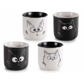 Set 4 pahare portelan Pisicute Ø 5,5 cm x 5,5 H, 80 ml