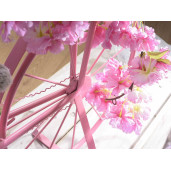 Suport flori cu 3 suporturi ghiveci metal roz model bicicleta cm 103 cm x 25 cm x 69 H 