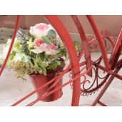 Suport flori cu 5 suporturi ghiveci metal rosu model bicicleta cm 155 cm x 49 cm x 105 H 