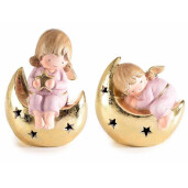 Set 2 decoratiuni Ingeri ceramica cu led 14.5x11x20 cm