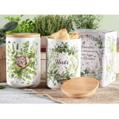 Borcan decorativ, depozitare ceramica bambus Herbs  Ø 10 cm x 15 H