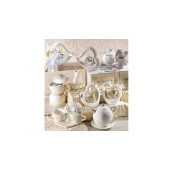 Set ceainic cu ceasca din portelan alb crem 14 cm x 12 cm x 12 h