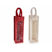 Set 8 gentute cadouri sticle vin iuta rosie natur cm 11x11x46 H
