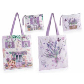 Set 2 sacose cumparaturi cu portmoneu textil multicolor Lavanda 38 x 68 H