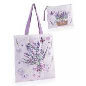 Sacosa cumparaturi cu portmoneu textil multicolor Lavanda 38 x 68 H