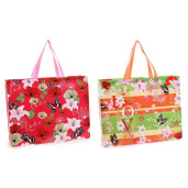 Set 2 sacose cumparaturi material netesut multicolor cu imprimeu Floral cm 48x14x60 H