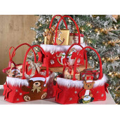 Set 3 gentute Craciun textil multicolor 19.5x10x25 cm