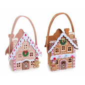 Set 2 gentute Craciun textil multicolor cm 16 x 8 x 18 H