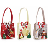 Set 3 gentute Craciun textil multicolor 11x8x25 cm