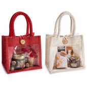 Set 4 gentute cadouri iuta rosie natur cm21x15,5x34H