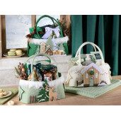Set 3 gentute Craciun textil multicolor cm 19,5 x 10 x 25 H