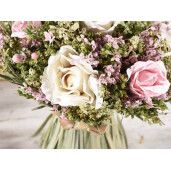 Buchet flori artificiale albe roz 15x20.5 cm