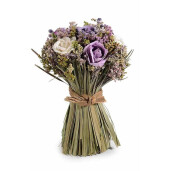 Buchet flori artificiale albe mov 15x20.5 cm