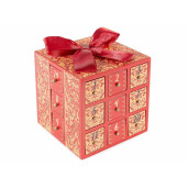 Calendar Advent lemn rosu natur 14.5x14.5x13.5 cm