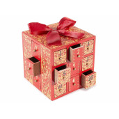 Calendar Advent lemn rosu natur 14.5x14.5x13.5 cm