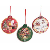 Set 3 ornamente brad Craciun lemn multicolor  Ø 12 cm
