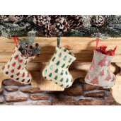 Set 6 ciorapi Craciun textil multicolor 11x13 cm