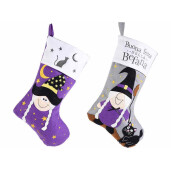 Set 2 ciorapi decorativi Halloween Befana textil multicolor cm 25 x 38 H