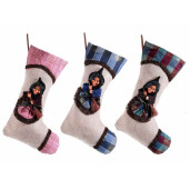 Set 3 ciorapi decorativi Halloween Befana textil multicolor cm 23 x 38 H