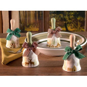 Set 4 clopotei Craciun ceramica multicolora Ø 5 cm x 10 H
