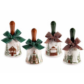 Set 4 clopotei Craciun ceramica textil multicolor 5x10 cm