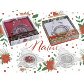 Set 2 suporturi cu lumanari Craciun 9x9x2 cm