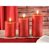 Lumanare ambientala cu led ceara rosie Ø 7,5 x 12,5 H