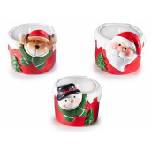 Set 3 lumanari in borcan Craciun ceramica multicolora 5.5x6.5x5.5 cm