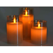 Set 3 candele cu led 7.5x15 cm, 7.5x12.5 cm, 7.5x10 cm