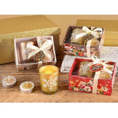 Set suport lumanare, 2 lumanari in cutie cadou IM cm 11 x 8 x 5 H