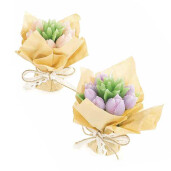 Set 4 lumanari tip buchet Lalele 9,5x7,5x12 H
