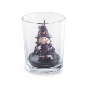 Lumanare Halloween Vrajitoare ceara in pahar sticla Ø 5,5 x 6,5 H