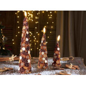 Set 3 lumanari Craciun Ø 7 cm x 28,5 H, Ø 6 x 19,5 H, Ø 5 x 14 H