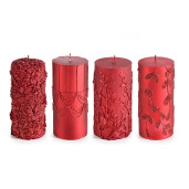 Set 4 lumanari Craciun rosii Ø 7 cm x 15 H