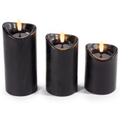 Set 3 lumanari ambientale cu led ceara neagra Ø 7 cm x 16 H, Ø 7 x 13 H, Ø 7 x 10,5 H 