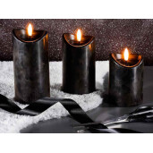 Set 3 lumanari ambientale cu led ceara neagra Ø 7 cm x 16 H, Ø 7 x 13 H, Ø 7 x 10,5 H 