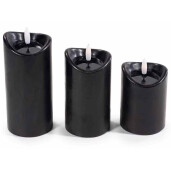 Set 3 lumanari ambientale cu led ceara neagra Ø 7 cm x 16 H, Ø 7 x 13 H, Ø 7 x 10,5 H 