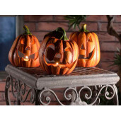 Dovleac Halloween teracota portocalie verde Ø 9 cm x 11 H