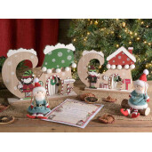 Set 2 decoratiuni Craciun lemn multicolor 28,5 x 5 x 22 H,  24 x 5 x 19,5 H