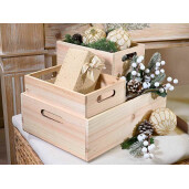 Set 6 cutii lemn natur 36x26.5x12 cm, 23.5x16.5x10.5 cm