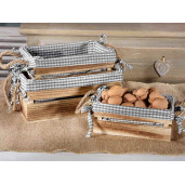 Set 3 cosuri lemn textil 28x19x12 cm, 24x15x10.5 cm, 20x12x8 cm